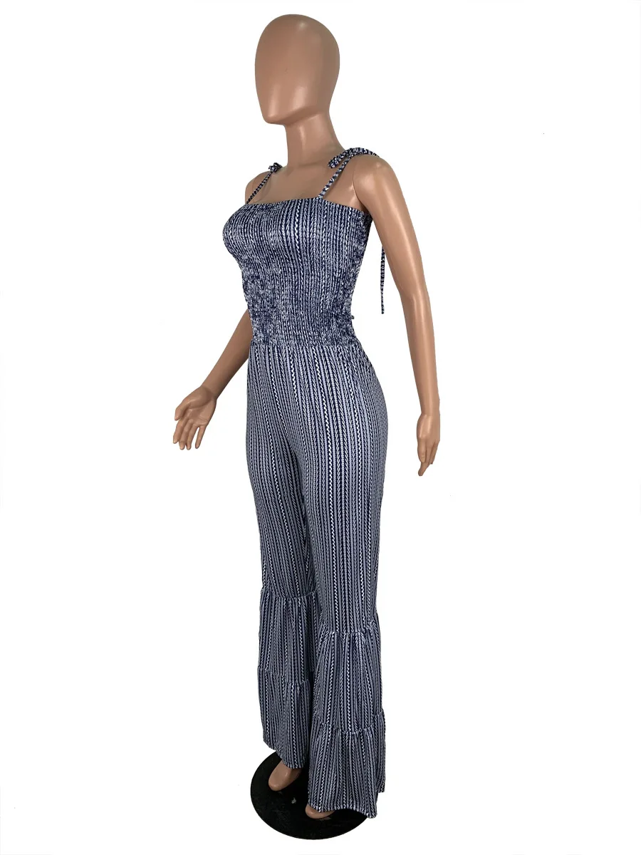 Женский комбинезон на бретельках с леопардовым принтом пляжный расклешенными