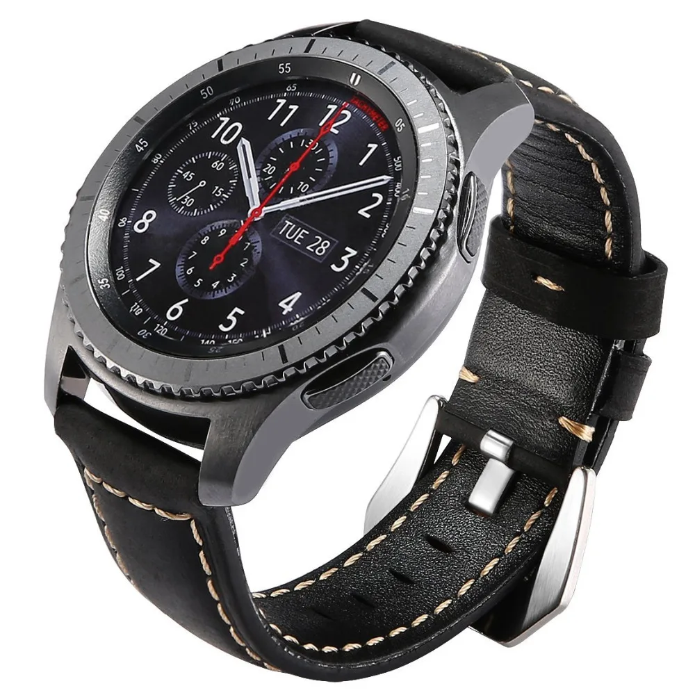 

Ремешок кожаный для Samsung Galaxy watch 46 мм, браслет для Gear s3 Frontier band 22 мм Huawei watch GT, Gear S 3 Classic 46