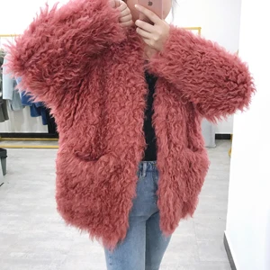 watermelon red SJ1042 Новое поступление зимняя модная Заводская распродажа ручная вязка овечья шерсть пальто - Цвет: watermelon red