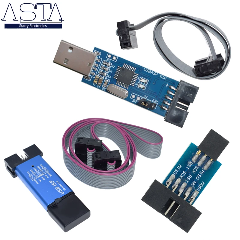 Новый USBASP USBISP AVR программист USB ISP ASP ATMEGA8 ATMEGA128 Поддержка Win7 64K 10Pin до 6 Pin адаптер