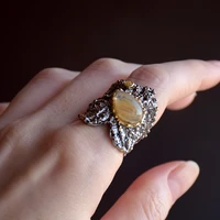 half transparent brown stone ring for women new charming jewelry good quality irregular wide cool rings