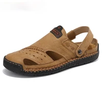 new casual men soft sandals comfortable men summer leather shoes mens roman summer outdoor beach sandals big size 38 48