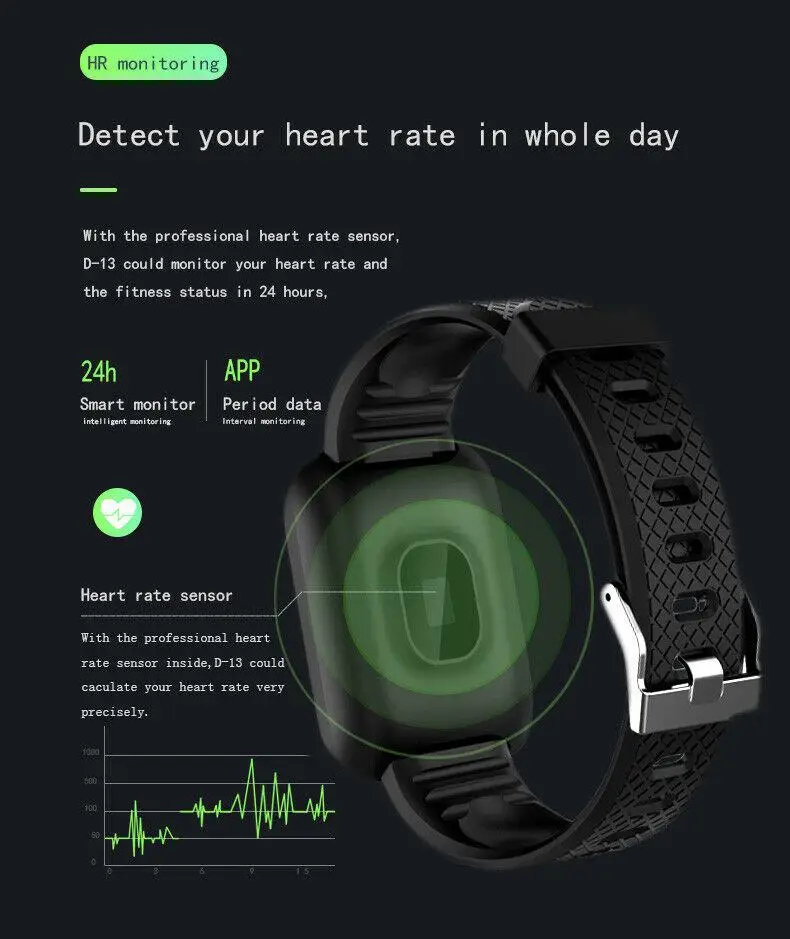 Модный Bluetooth 4 0 1 3 дюймовый цветной сенсорный экран Смарт-Браслет фитнес-трекер