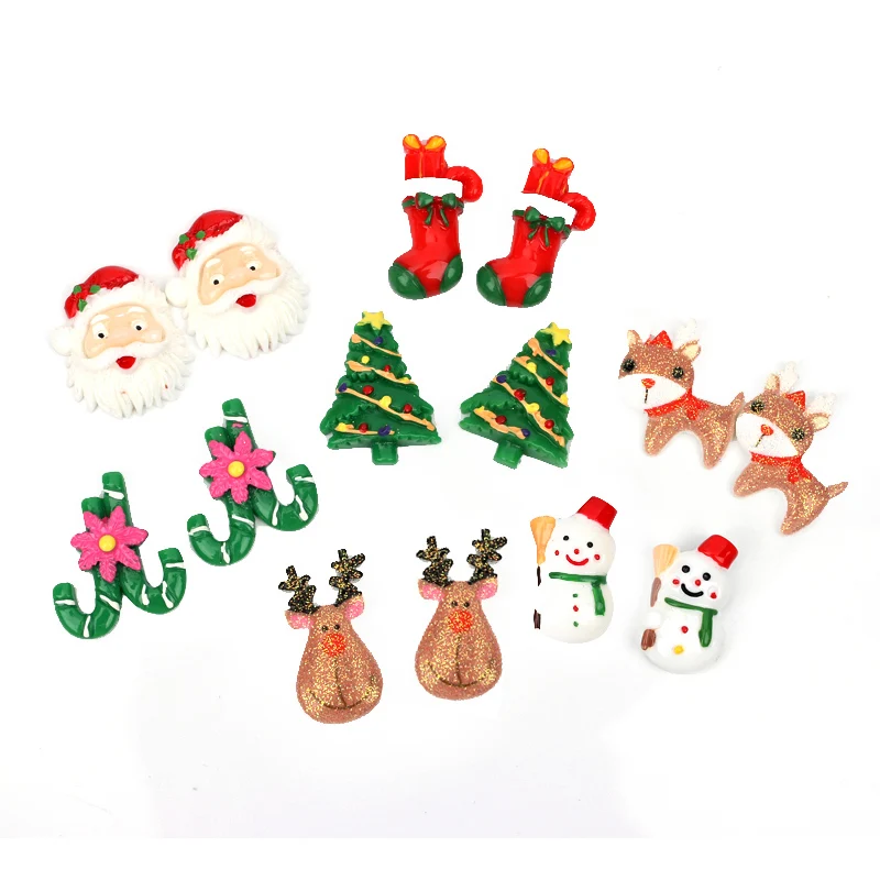 

Christmas Resin Accessories Snowman Tree Mixed Color Decoration Materials DIY Crafts Supplies Phone Case Stickers 10/20/30pcs