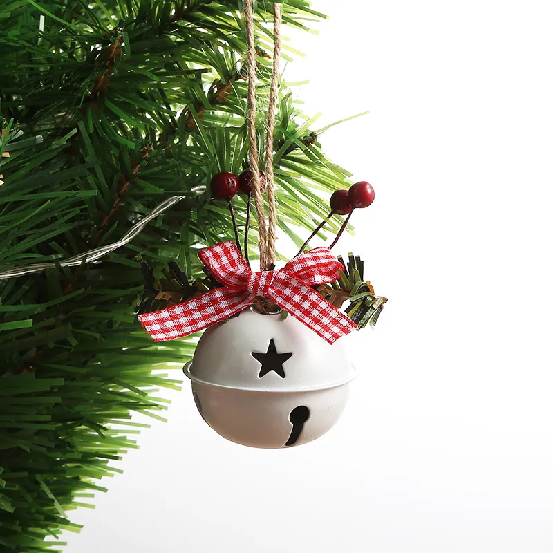 2 piezas de decoraci&oacute;n de &aacute;rbol de Navidad de hierro forjado pintado con campanas grandes y hermosa Granja, adornos de bolas de decoraci&oacute;n navide&ntilde;a-5