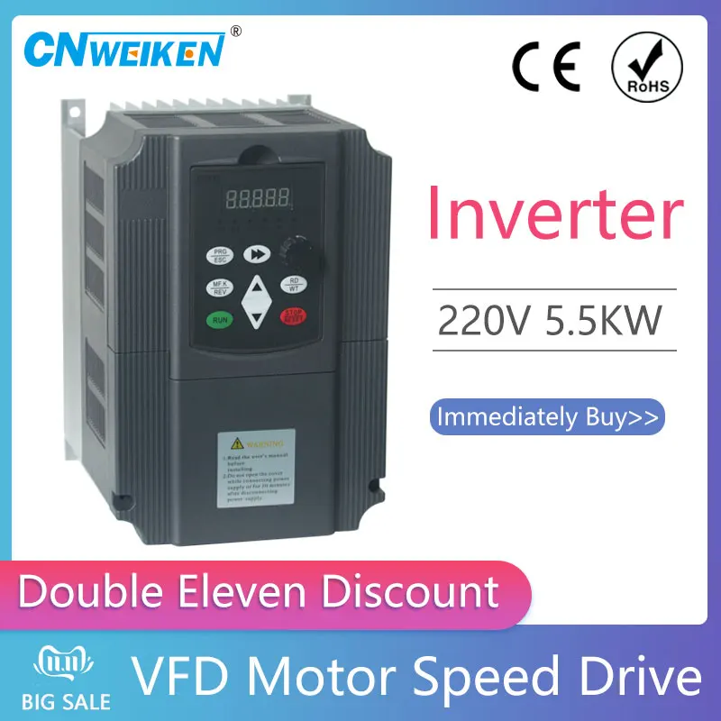 Преобразователь частоты VFD 4 кВт 5HP 400 Гц однофазный 220 В вход Трехфазный выход 16A