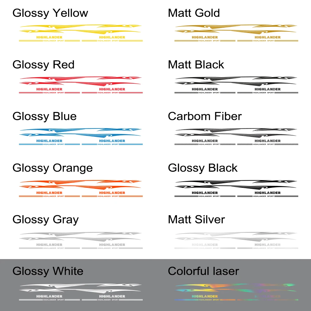 

2pcs Car For Toyota Highlander Stickers Auto Side Door Stripe Decals Styling Waterproof Decoration Vinyl Tuning Car Accessories