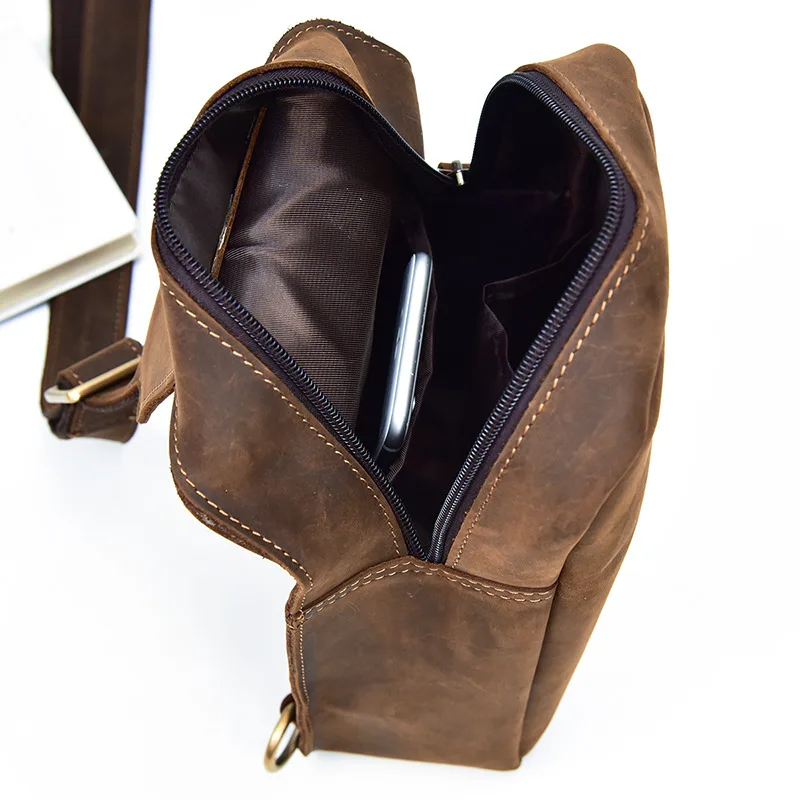 Роскошная дизайнерская мужская кожаная нагрудная сумка из натуральной кожи