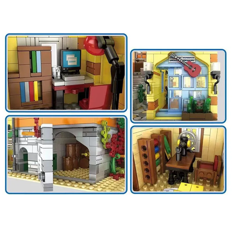 

MOULD KING 16008 Coffee House Sets Building Blocks Assembly Bricks Streetview Building Toys Model Educational Kids Gift 3103 PCS