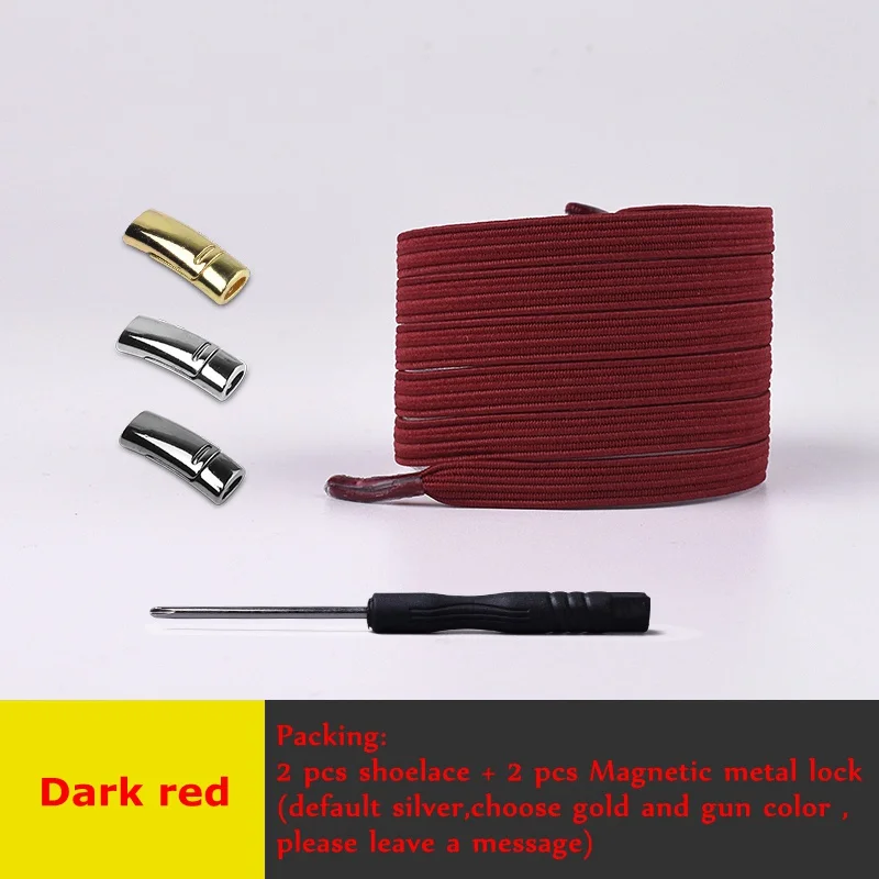 Dark red Новые эластичные магнитные запирающиеся шнурки для обуви Quick No Tie шнурки для обуви для детей и взрослых унисекс спортивные туфли со шнурками обувные шнурки для шнуровки - Цвет: Dark red