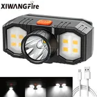 Новый портативный светодиодный налобный фонарь Q5 + COB со встроенной батареей 18650, мини-фонарик с USB-зарядкой, уличный фонарь для кемпинга