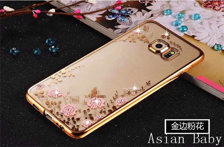 Sunjolly ТПУ чехол из розового золота Bling Стразы чехол для samsung Galaxy S10E S9 S8 S10 плюс S7 S6 край S5 Примечание 10 плюс 9 8 5 4 - Цвет: Gold