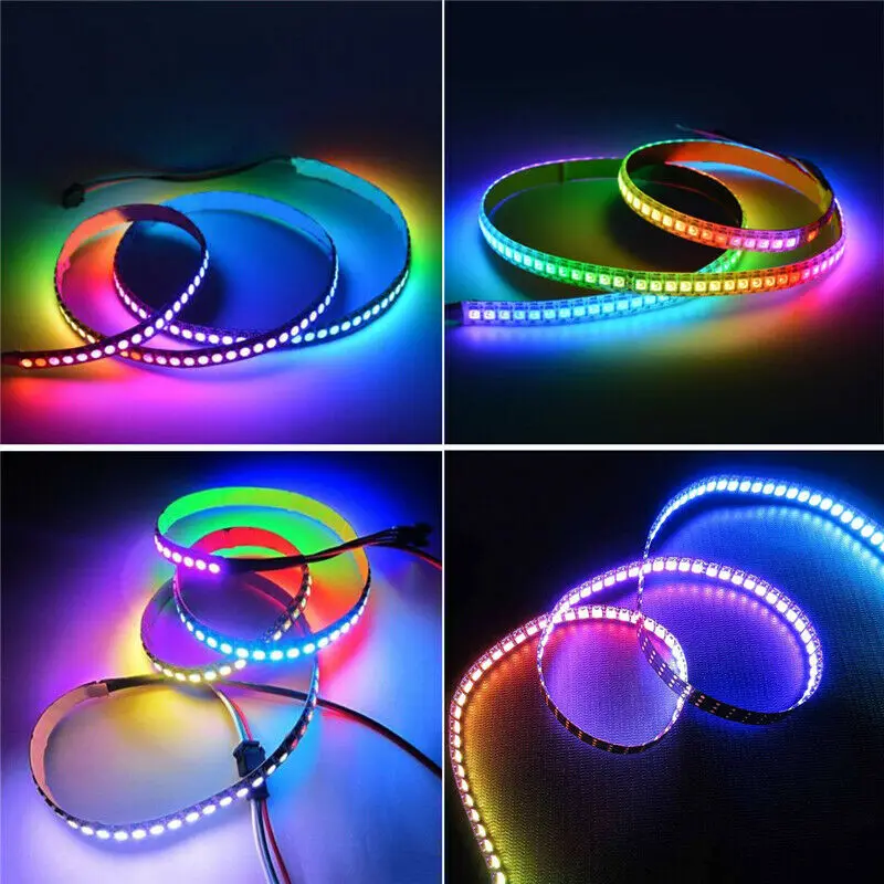

Ws2812B 5050Smd 144 Led Light Strip with Built-In Rgb Ic Individual Addressable Dc