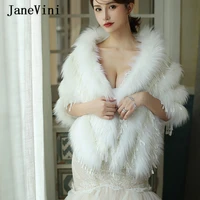 janevini fashion ivory faux fur winter bolero bridal shawl wrap fur wedding capes elegant women cloak jacket for evening party