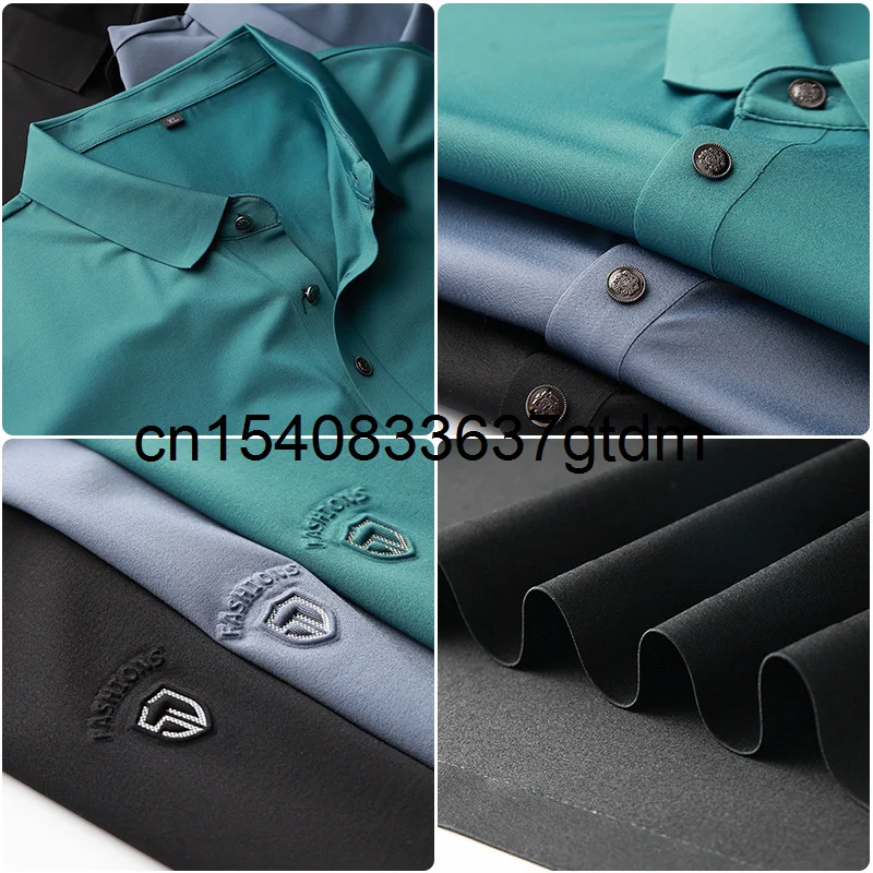 

Summer 2021 new men's Plus Size casual business Lapel short sleeve t-shirt men's fat solid color T-shirt