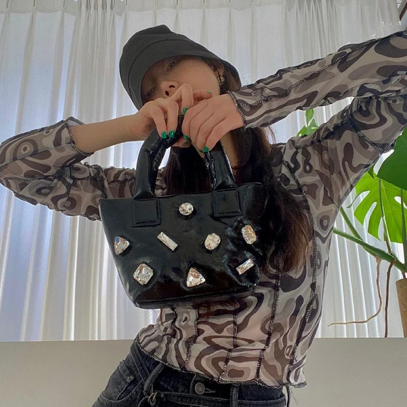 

2021 ladies winter bag handbag down cotton chain one-shoulder messenger bag luxury diamond space cushion small handbag