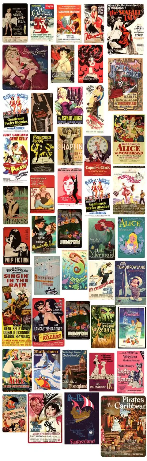 46 шт ретро постер Стикеры из фильмов для декора стен холодильник велосипед