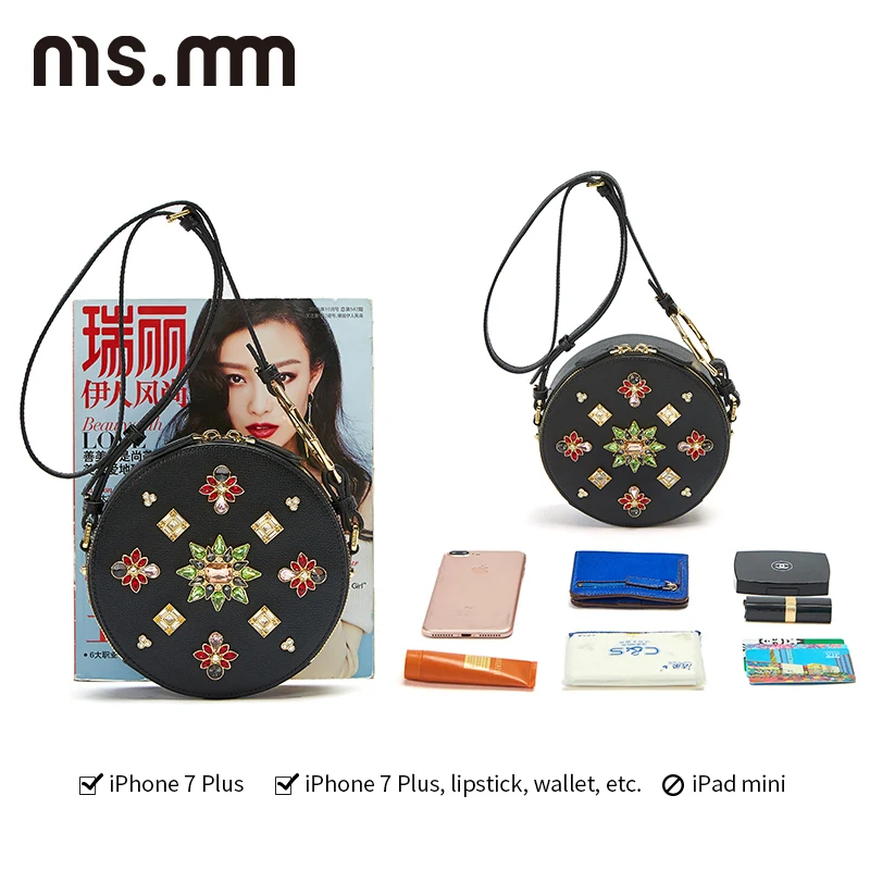 MS. MM Алмазная круглая сумка из натуральной кожи роскошные сумки женские