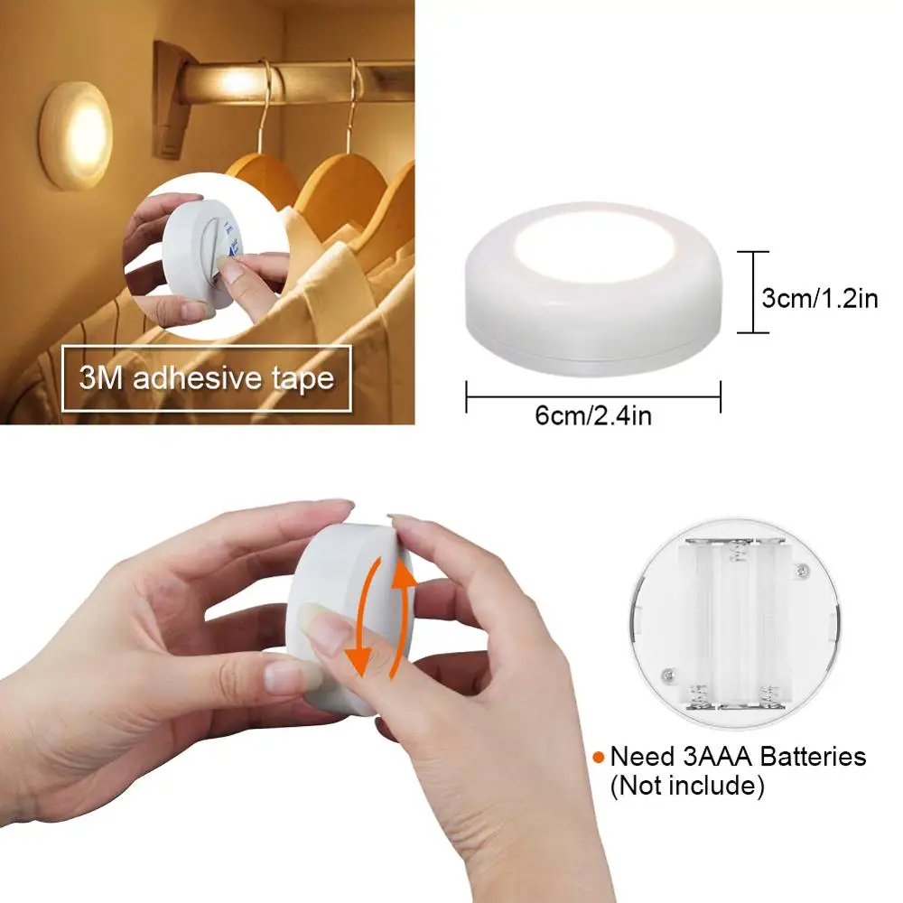 Подсветка для шкафа RGB Беспроводной светодиодный светильник шайбы изменяющий