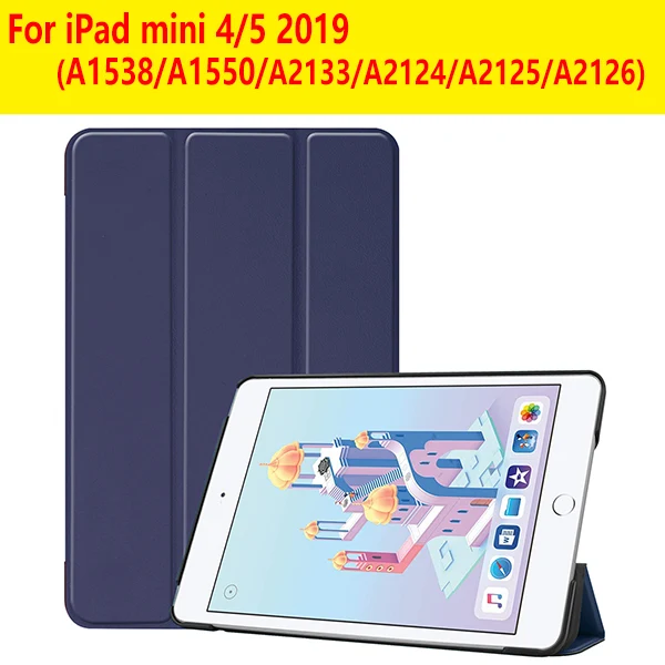 IPADMINI45 KST DBU Чехол для iPad Mini 1 2 3 из искусственной кожи силиконовый чехол для планшета для iPad Mini 4 5 трехслойный чехол-подставка для сна - Цвет: IPADMINI45 KST DBU