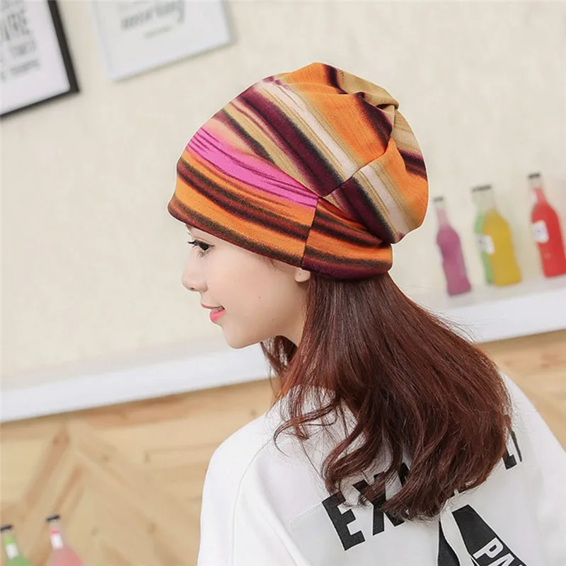Женская полосатая шапочка шапка с рюшами раком шарф воротник тюрбан головной