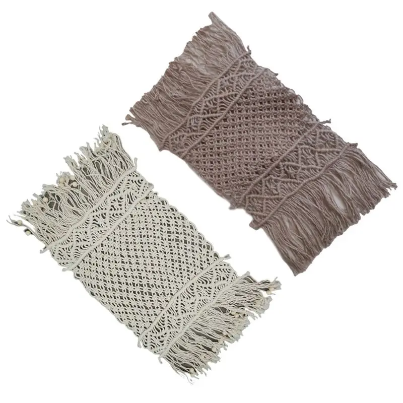 

Cotton Thread Rope Handmade Woven Tassel Mat Blanket Newborn Photography Props H37A