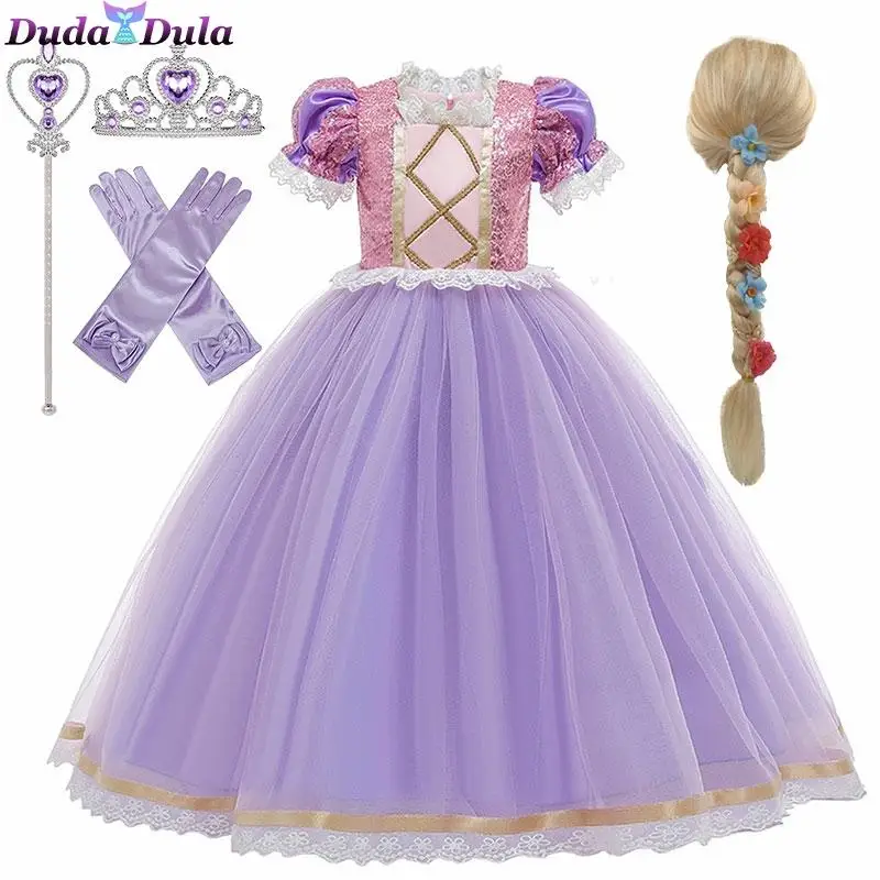 girls anime princess dress summer dresses girls cosplay rapunzel dress new year carnival costume birthday party dress for girls free global shipping