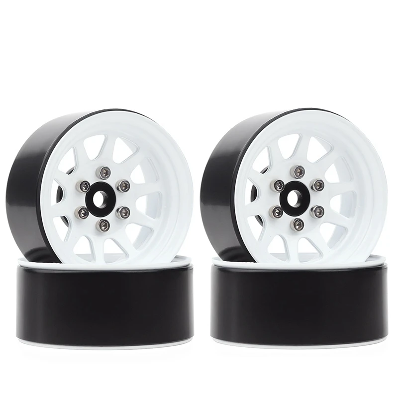 8 Pcs 1.9 Beadlock Wheel Rims For 1:10 RC Crawler Axial SCX10 AXI03007 90046 Traxxas TRX4 4 White & Black | Игрушки и хобби