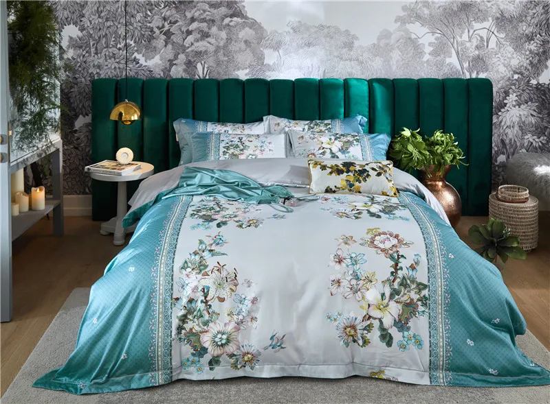 

Blossom Floral printed 1000TC Egyptian Cotton Duvet Cover Luxury Bedding Set Weave Silky Soft Breathable Bedding Queen King size