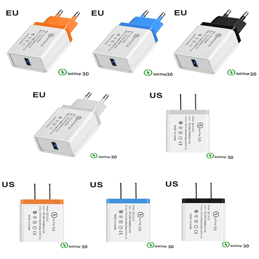 Быстрое зарядное устройство QC 3 0 USB US/EU для быстрой зарядки портативных зарядных