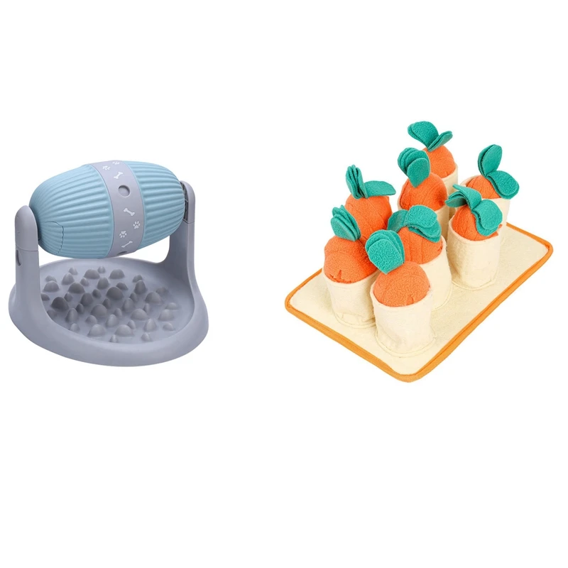 

2 Pcs Pet Toy: 1 Pcs Slow Feeder Leak Leaking Ball & 1 Pcs Carrot Pulling Game Dog Toys