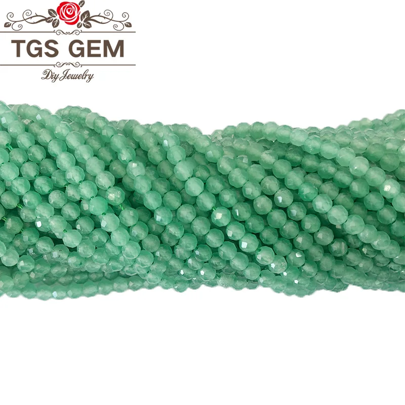 Круглые бусины из натурального камня с граненым зеленым авантюрином для