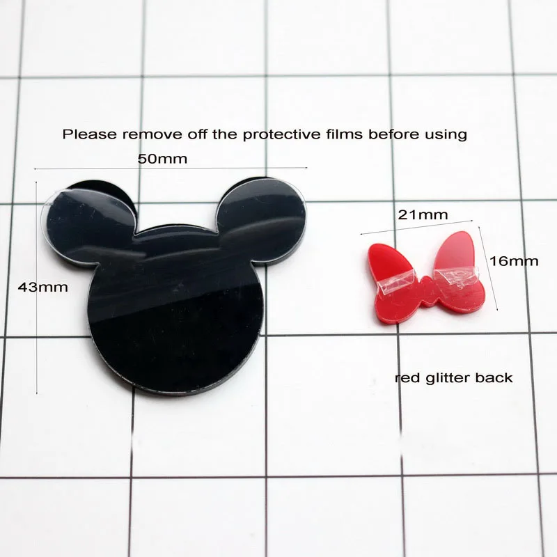 Черный акриловый бантик для головы женщина мышь 50 мм (6 шт. каждый) амулет лазерная