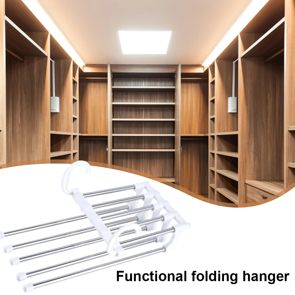 

Storage Shelf Closet Clothes Hanger Multi-Functional 5 in 1 Magic Hanger Multi Functional Wardrobe Space Saving Folding Cloth