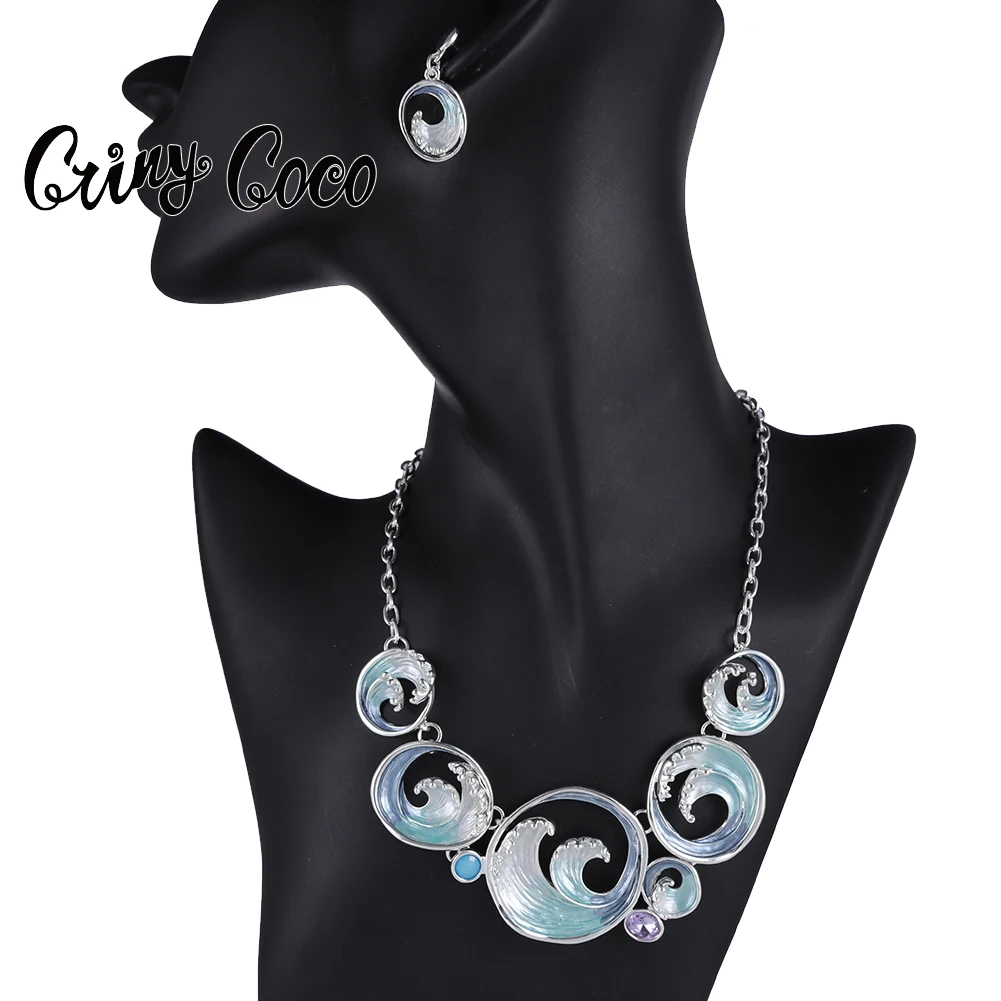 Эмалированное ожерелье из сплава MeiceM 2022 дизайнерский чокер в форме морской волны