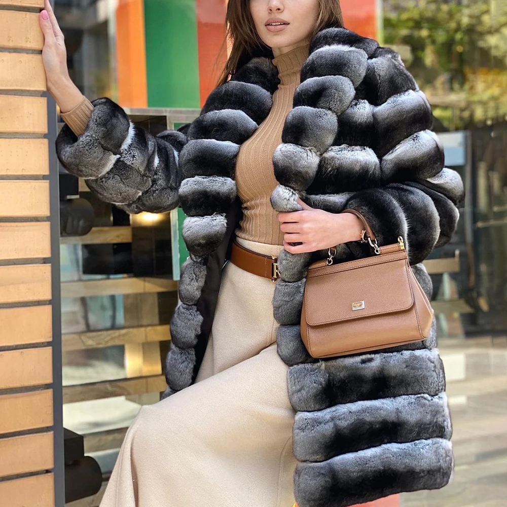 2021 натуральные меховые пальто из кролика Рекс женское длинное меховое