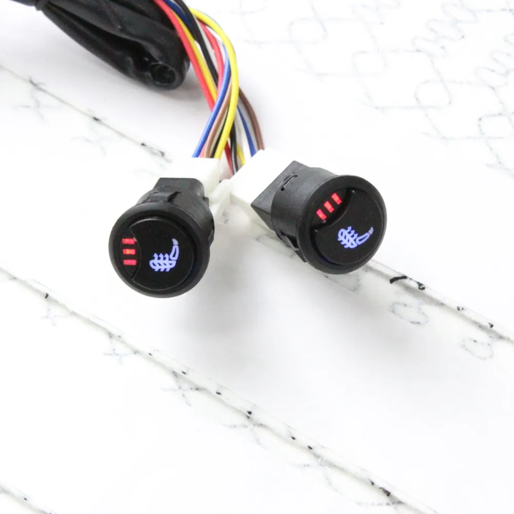 

Обновление обогрева сиденья 12 В для автомобиля, красивый круглый переключатель, обогреватель автомобильного сиденья из углеродного волокна для любого интерьера, чехлы на сиденья 12 В