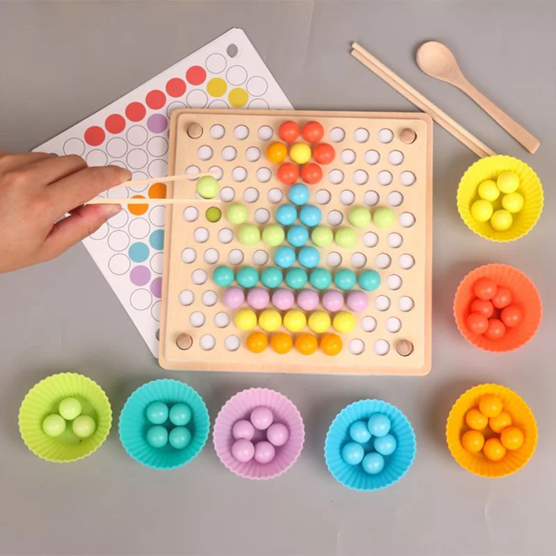 Дети Монтессори Деревянные игрушки руки тренировка мозга клип бусины