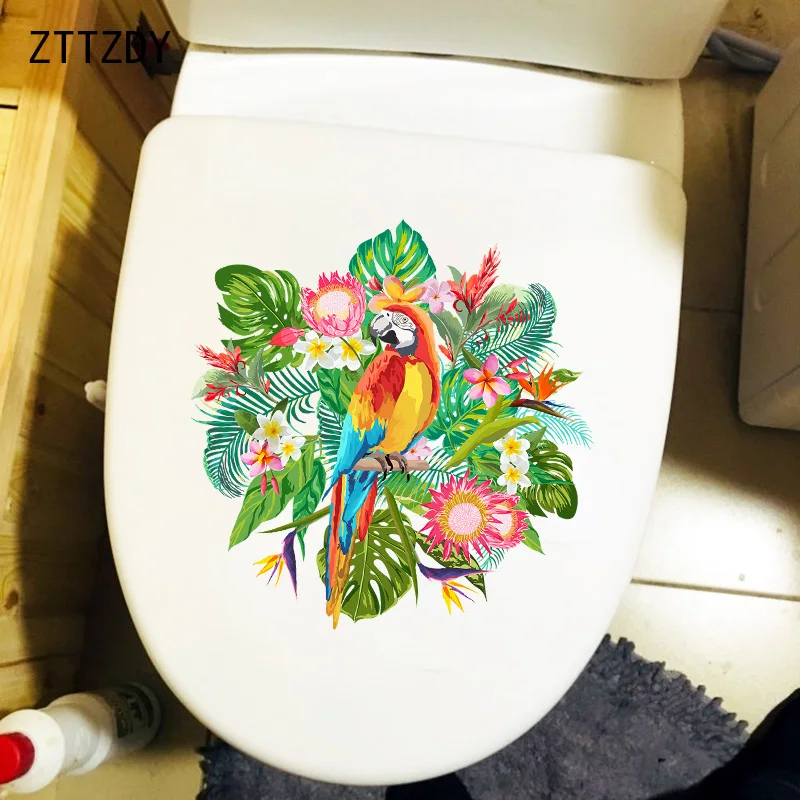 

ZTTZDY 24×24.5CM Green Leaf Flower Bathroom Decor WC Toilet Stickers Funny Home Wall Decals T2-1122