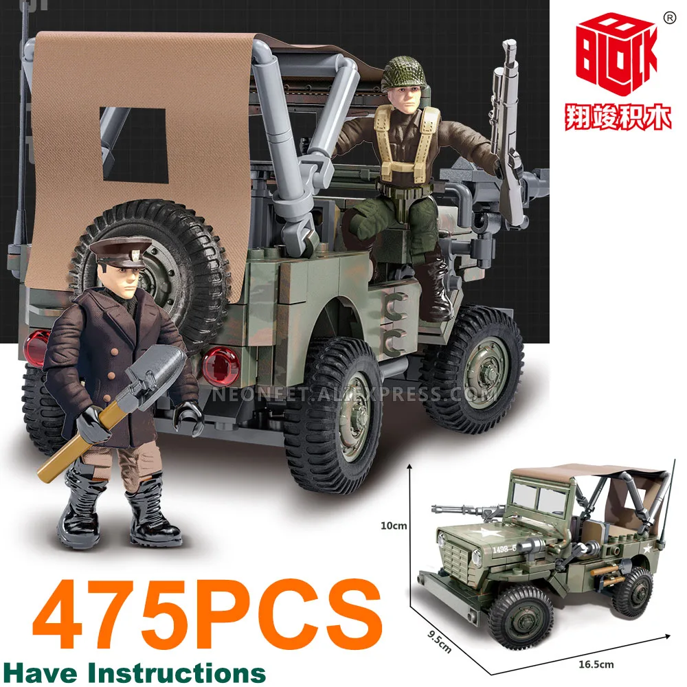Военный Солдат Второй мировой войны T-34/85 M26 M4 Танк Jeep Willys MB строительные блоки
