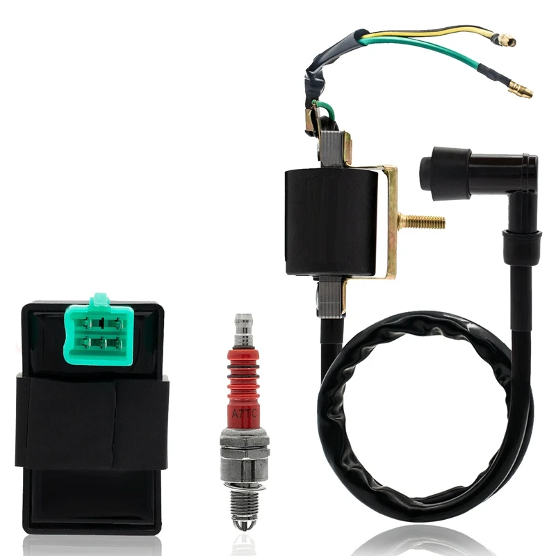 

NEW-Ignition Coil 5-Pin CDI Box Spark Plug Kit for 50Cc 70Cc 90Cc 110Cc 125Cc Dirt Bikes, Quad, ATVs, Taotao SunL Coolster