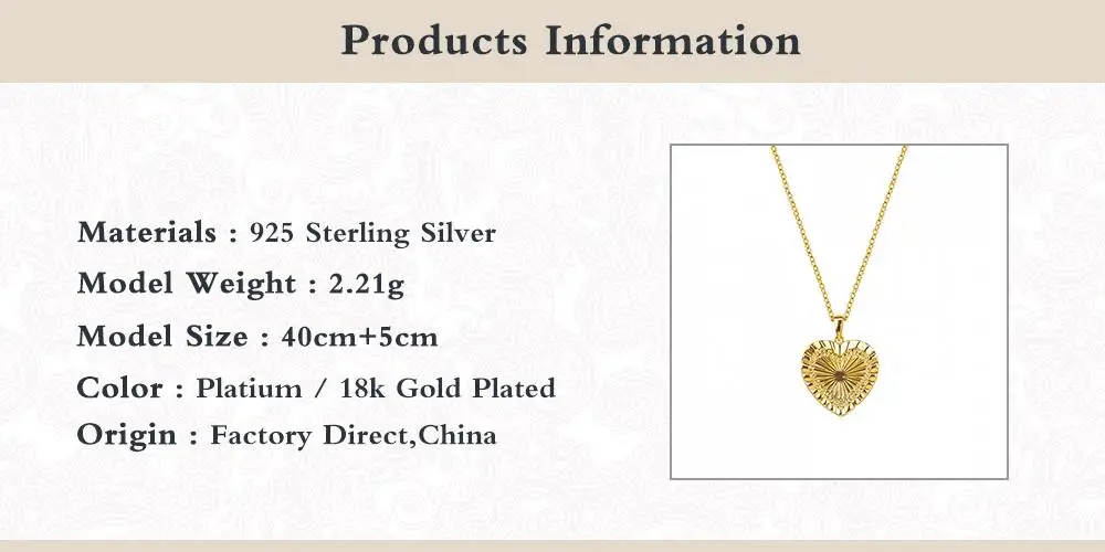 

GS 2021 Fashion Necklaces 925 Sterling Silver Heart Patter Necklace Handmade AAAAA Fine Jewelry for Women Wedding Accessories