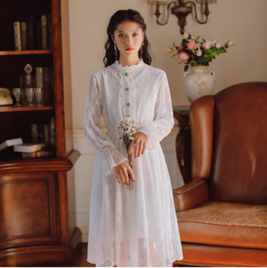 

kawaii girl gothic lolita op loli cos Sweet princess lolita dress vintage lace stand butterfly sleeve high waist victorian dress