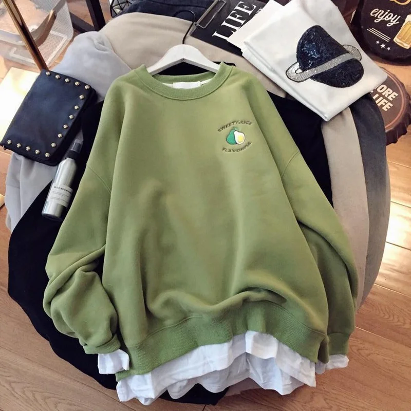 

Warm Keeping Thickened Sweatshirt Female Large Oversized Kawaii Clothing Autumn Winter Korean Style Hoodies for Women Pink Tops