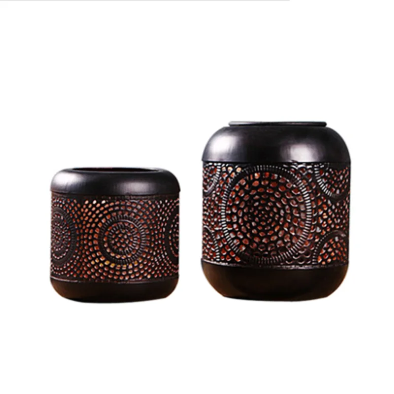 Китайский ретро ажурный Железный подсвечник маленький марокканский