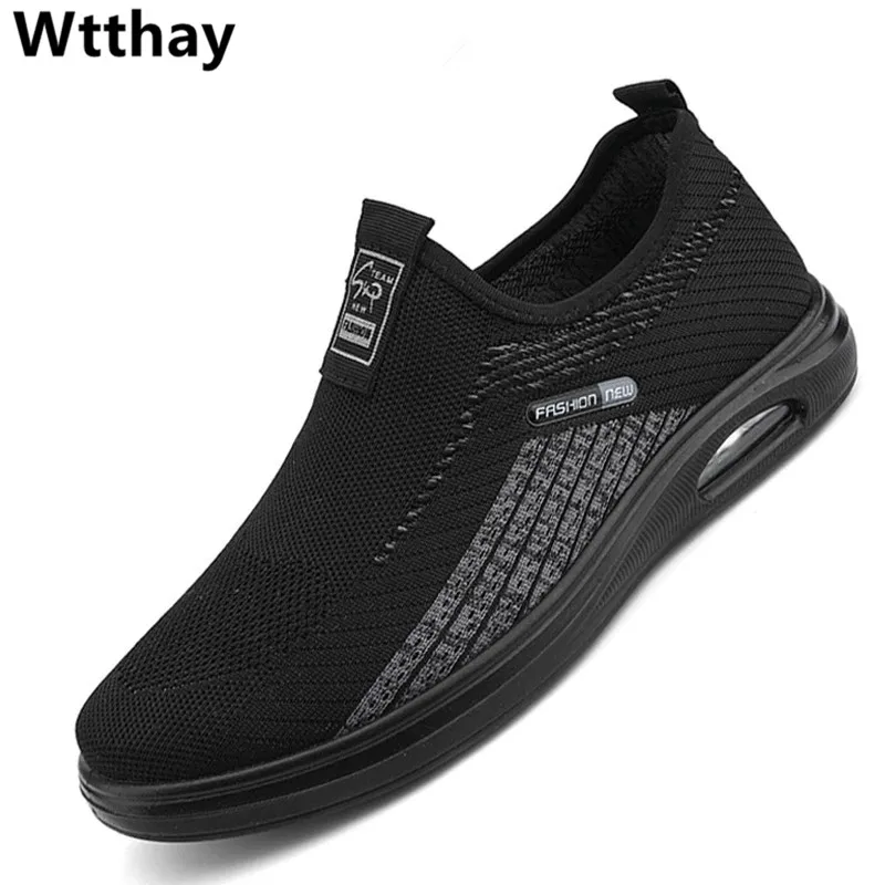 

Мужские сетчатые кроссовки без шнуровки, дышащие удобные лоферы, повседневная обувь для прогулок, лето