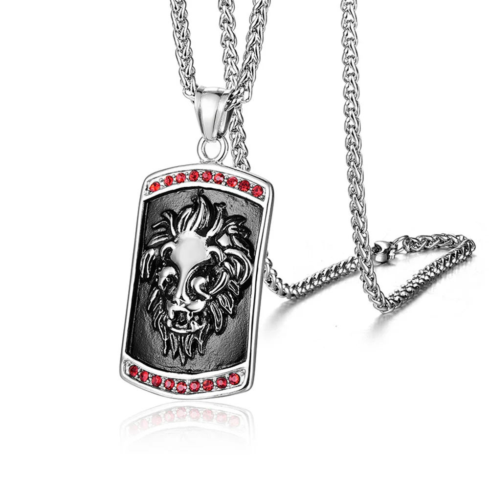 

Ожерелье мужское из нержавеющей стали с подвеской в виде головы льва