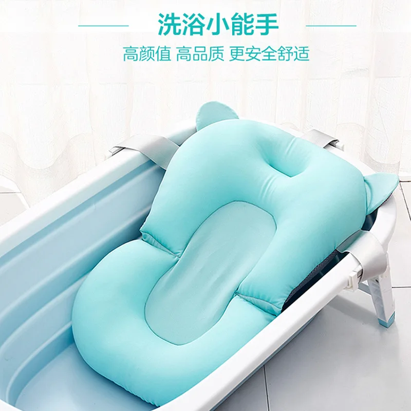

Cartoon Portable Baby Shower Bath Tub Pad Non-Slip Bathtub Mat Newborn Safety Security Bath Support Cushion Foldable Soft Pillow