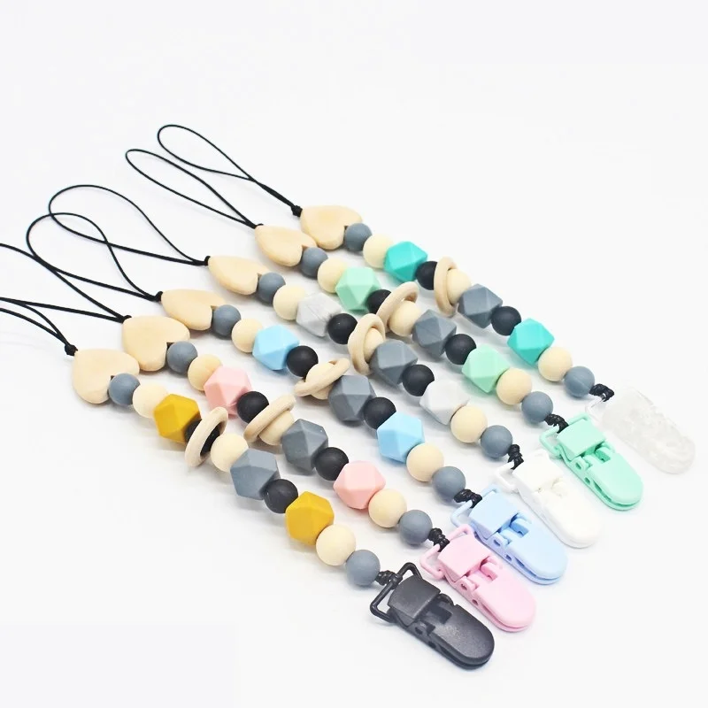 

2021 New Arrival Personalized Pacifier Clip Baby Accessories Newborn Silicone Teether Infant Pacifier Holder Cadena Chupete