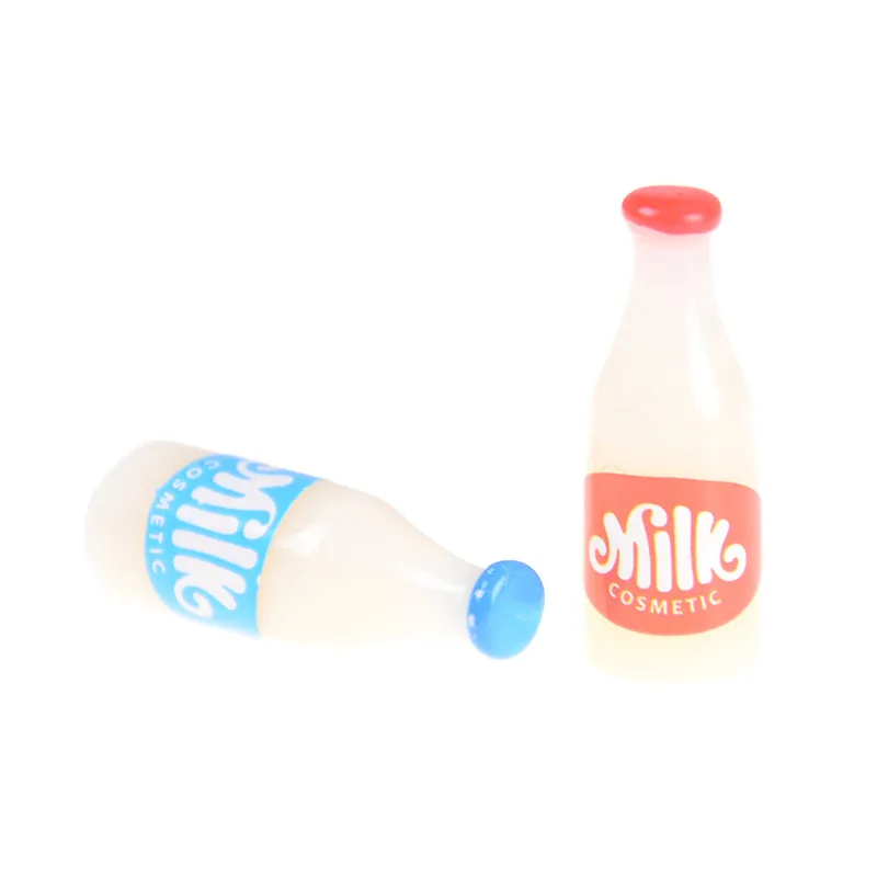 

2PCS 1:12 Miniature Food Milk Bottles 2cm Breakfast Dollhouse Kitchen Accessories